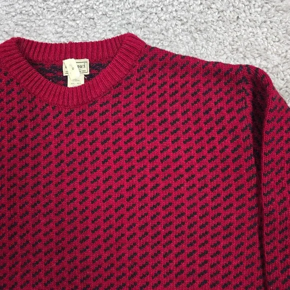 L.L. Bean Mens Red Birdseye Wool Sweater Size XXL Nordic Cabin Heritage Norway - Picture 3 of 10